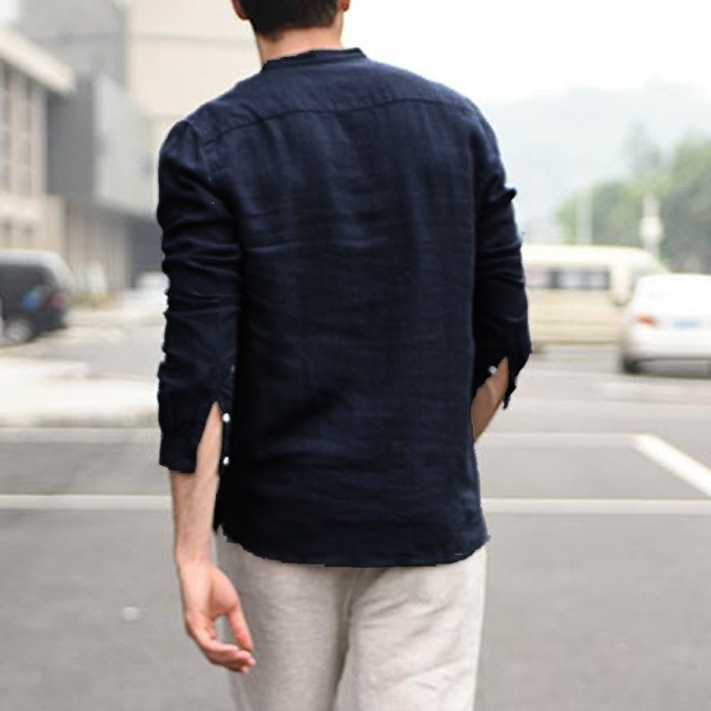 Band Collar Linen Shirt