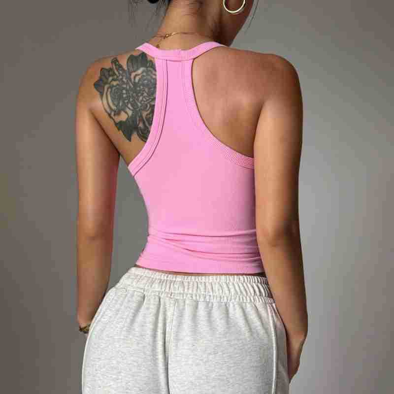 Y2K Ribbed Halter Neck Crop Top